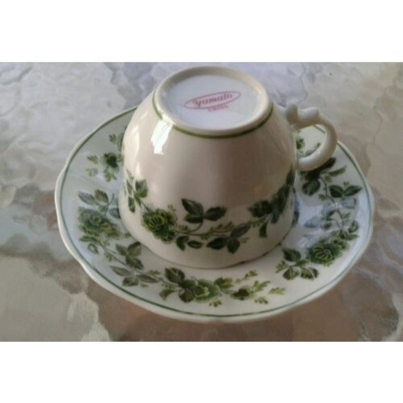 Tamayo China Porcelain Teacup and Saucer Set, Rose Vine Design - Picture 6 of 12